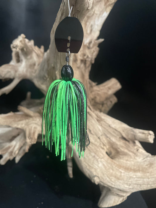Witch Strike is a Green and black Chatterbait. 3/8oz with a #4/0 hook it's great for bass and pike. 